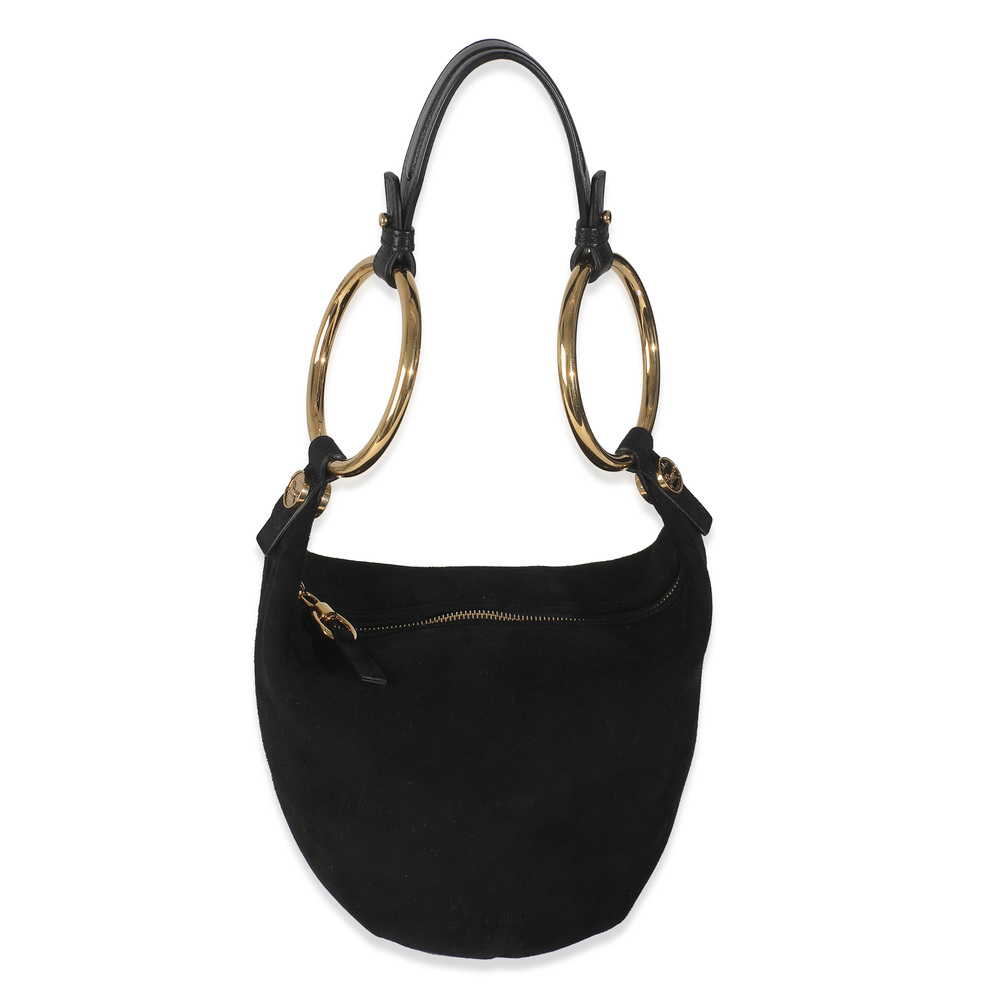 Chloé Black Suede Small Gold Bracelet Bag